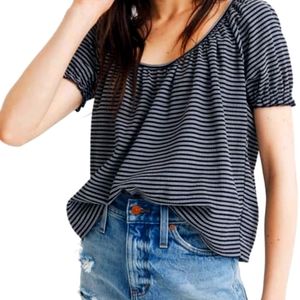 Madwell navy and white blouse